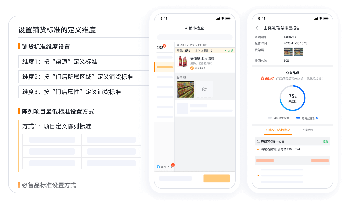 SFA系统门店铺货标准执行界面截图